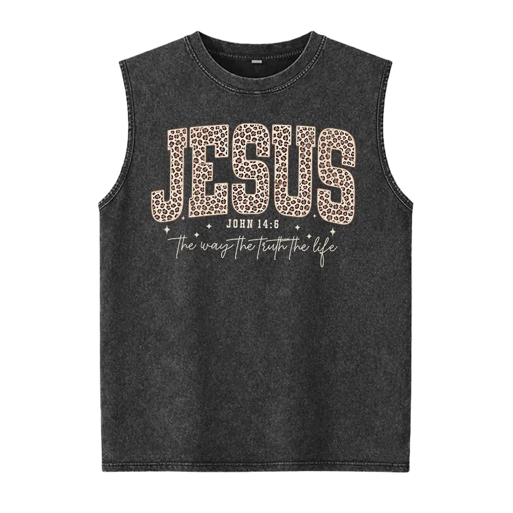 Christian Jesus Washed Vest, Cheetah Print Bible Verse , Trendy Faith  Religious Women Gift The Way The Truth The Life