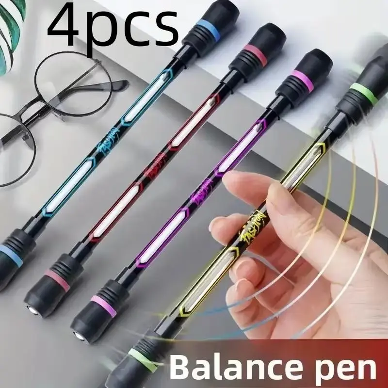 4pcs Cool Internet Trendy Rotating Pencils, Flexible Hand Training, Anti-Drop Anti-Slip Writing Function, Balance Rotating Mechanical Pencils Set, Stationery Writing Tools
