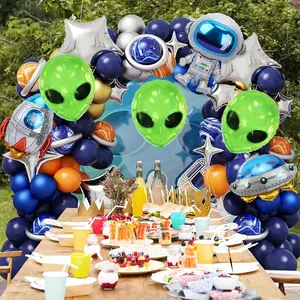Alien Attention Balloon Kids Birthday Party Decoration Background Wall Photo Prop, Fun Cartoon Theme Party Supplies
