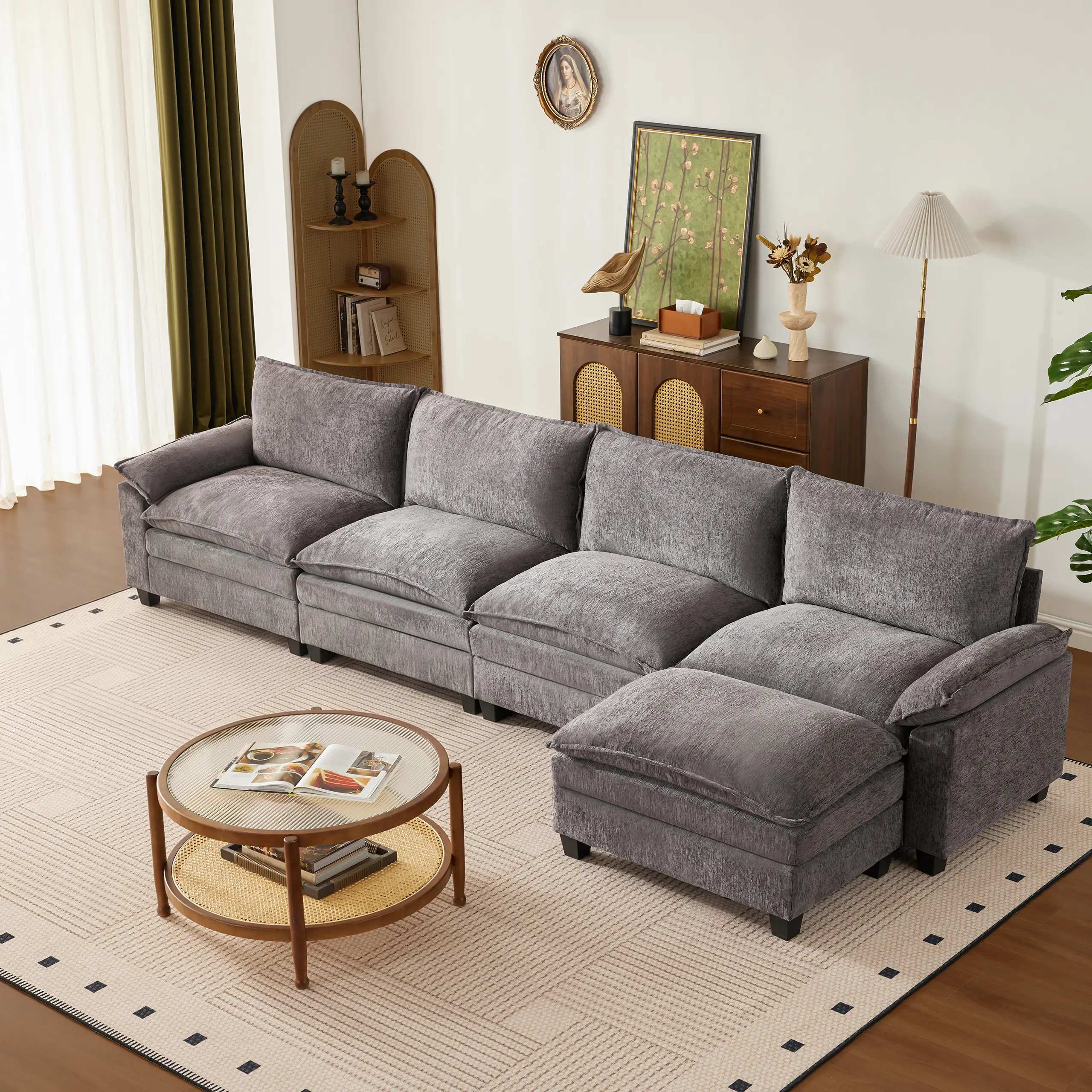 Gray-5 seats （1 ottoman）