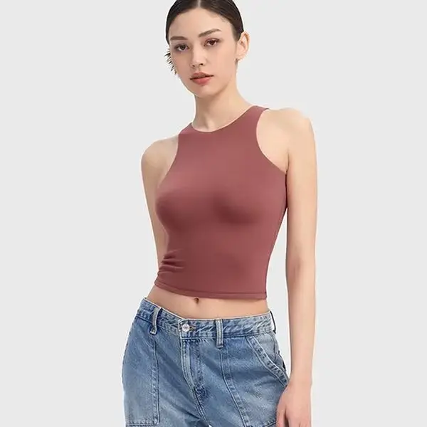 PUMIEY Crew Neck Crop Tank Top Fitted Sleeveless Buttery Soft Basic Going Out Summer Top Everyday Wear summerwins