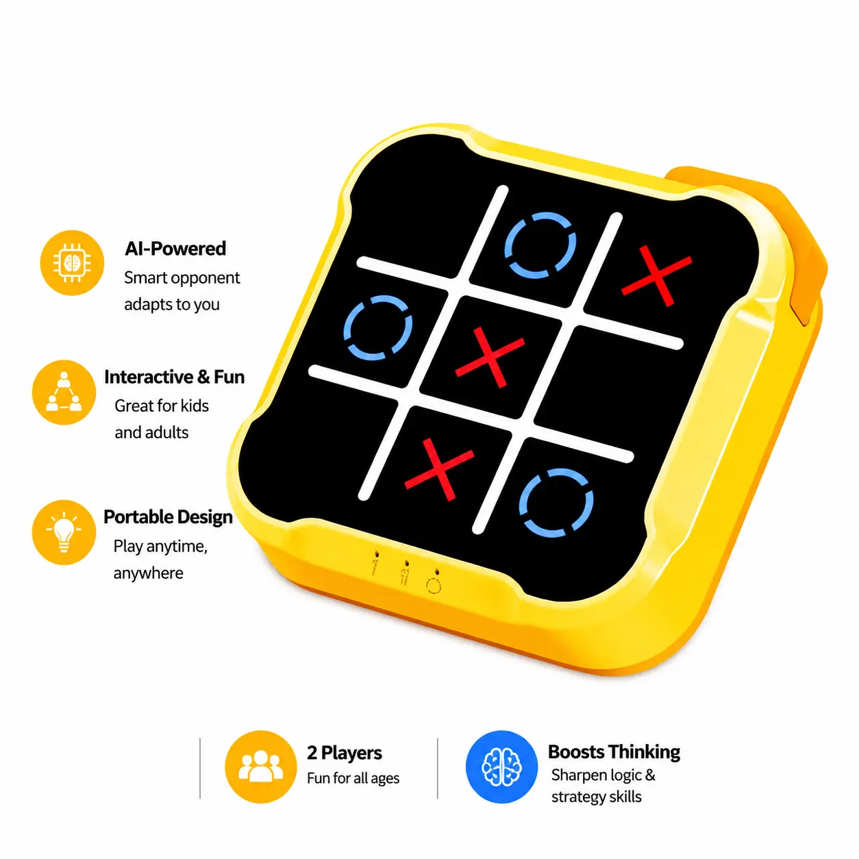 Portable electronic tic-tac-toe game console, battery-powered handheld game console | Fun and entertaining home entertainment and party tools