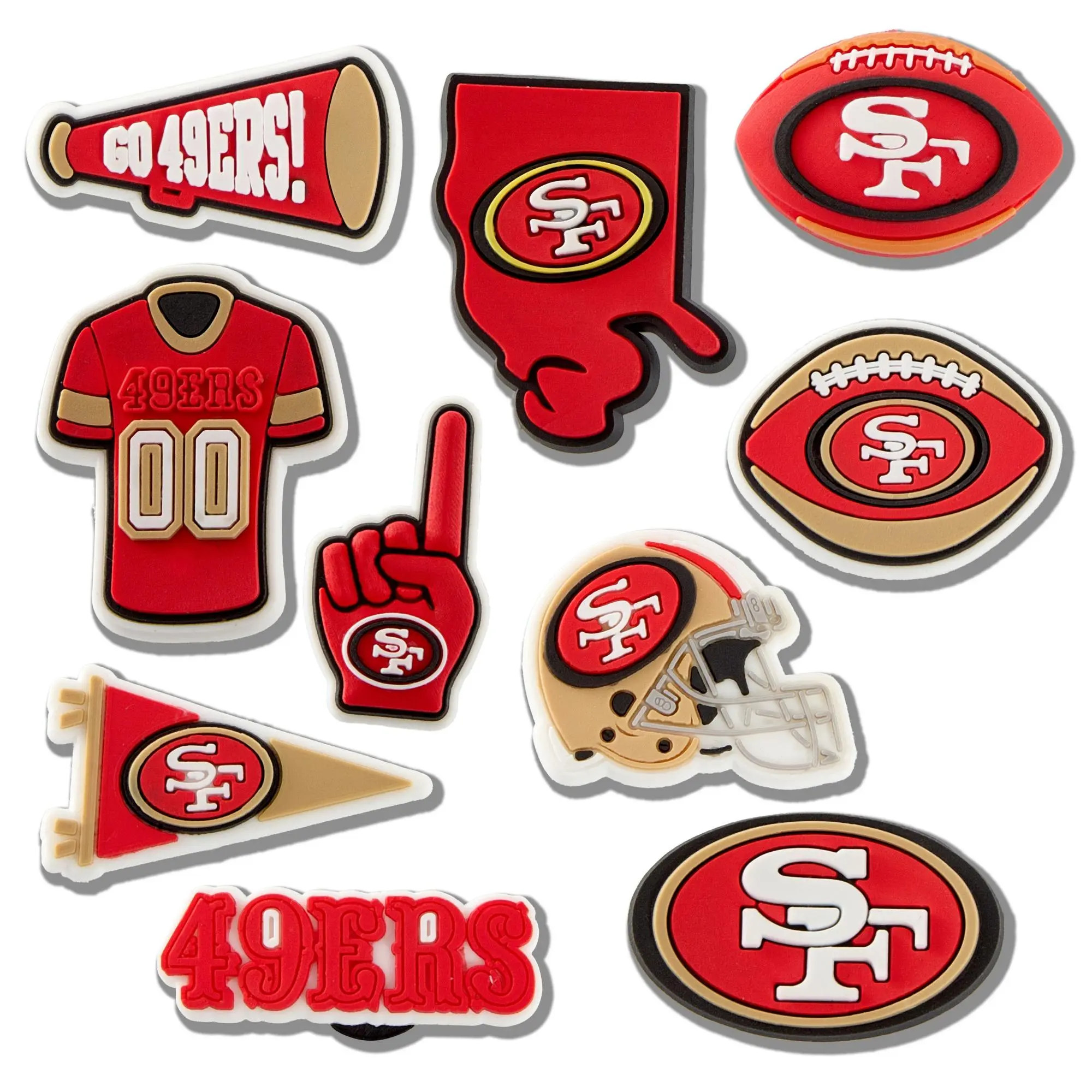 Football Element Shoe Charms 7/9/10/11Pcs/Set for 1.2CM Hole Clogs, Wristbands & Bogg Bags | Sports Themed Decoration Accessories Gift
