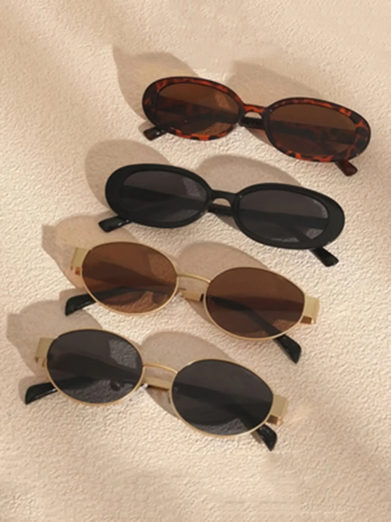 4pcs Oval Shaped Plastic Frames with Trendy Metal Accents, Fashionable Decorative Glasses for Parties & Street Photography, Unisex Stylish Eyewear