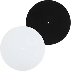 Record Player Mat, 2 count Turntable Slipmat, 12Inch Felt Protective Platter Mat,Anti-Slip Static Pad for  Vinyl Record Players(Black and White)