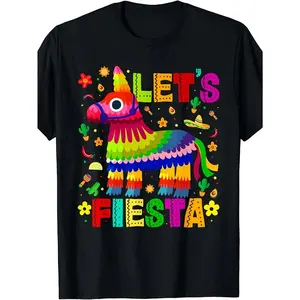 Cinco De Mayo Lets Fiesta 5 De Mayo Mexican Girls Unisex T-Shirt Same Style for Men and Women 2026 Summer Short-sleeved Printed T-shirt 220G