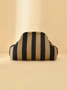 Striped shell-shaped clutch bag, retro color block cloud cosmetic bag, large capacity women's storage cosmetic bag, Travel Cosmetic Bags, Travel Essentials