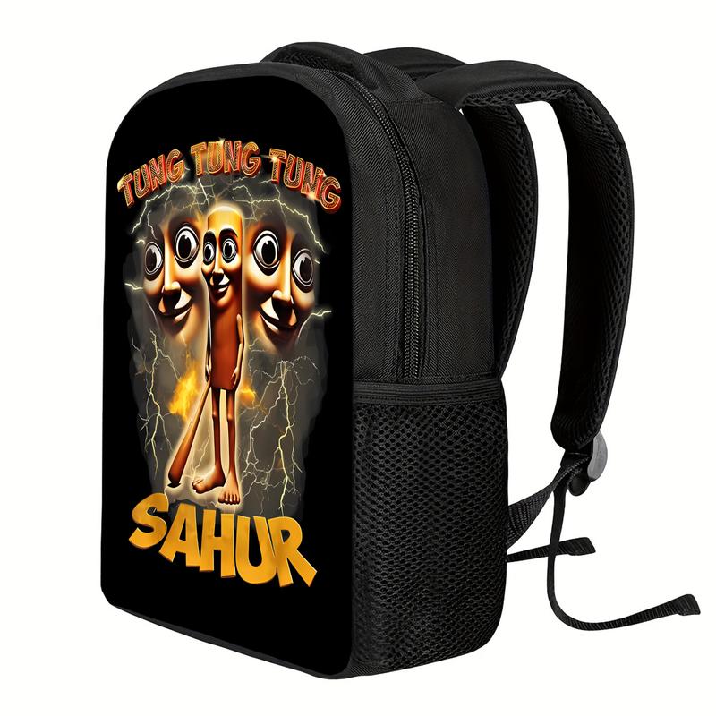 Tung Tung Tung Sahur Printed Backpack - Lightweight Durable Polyester Travel Backpack with Adjustable Straps & Separate Laptop Compartment, Stylish Commuter & College Essentials, Vibrant Graphic Design, Backpack for Travel, Quality Construction