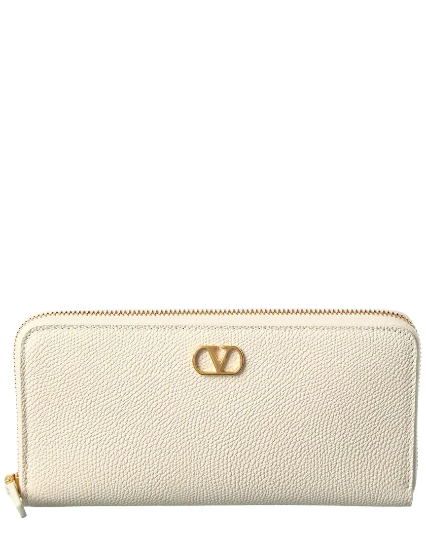 Valentino VLogo Leather Ziparound Wallet