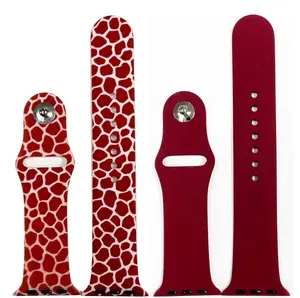 Olivia Pratt 2 Pack Silicone Watch Band - Red Giraffe and Solid Color