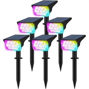 Halloween Solar Color Changing Lights Outdoor 7 Lighting Modes  IP65 Multicolor Landscape Spotlights Christmas RGB Uplights for Garden Yard House Tree Driveway Lawn Patio Pathway 6 Pack