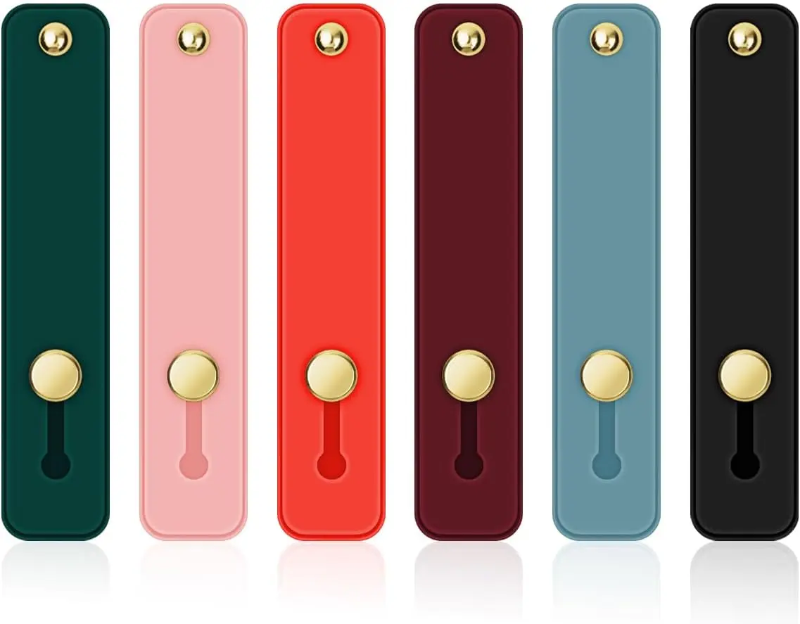6-Pack Silicone Phone Grip Straps with Stand | Universal Finger Loop Holder for Smartphones & Cases | Vintage Colors