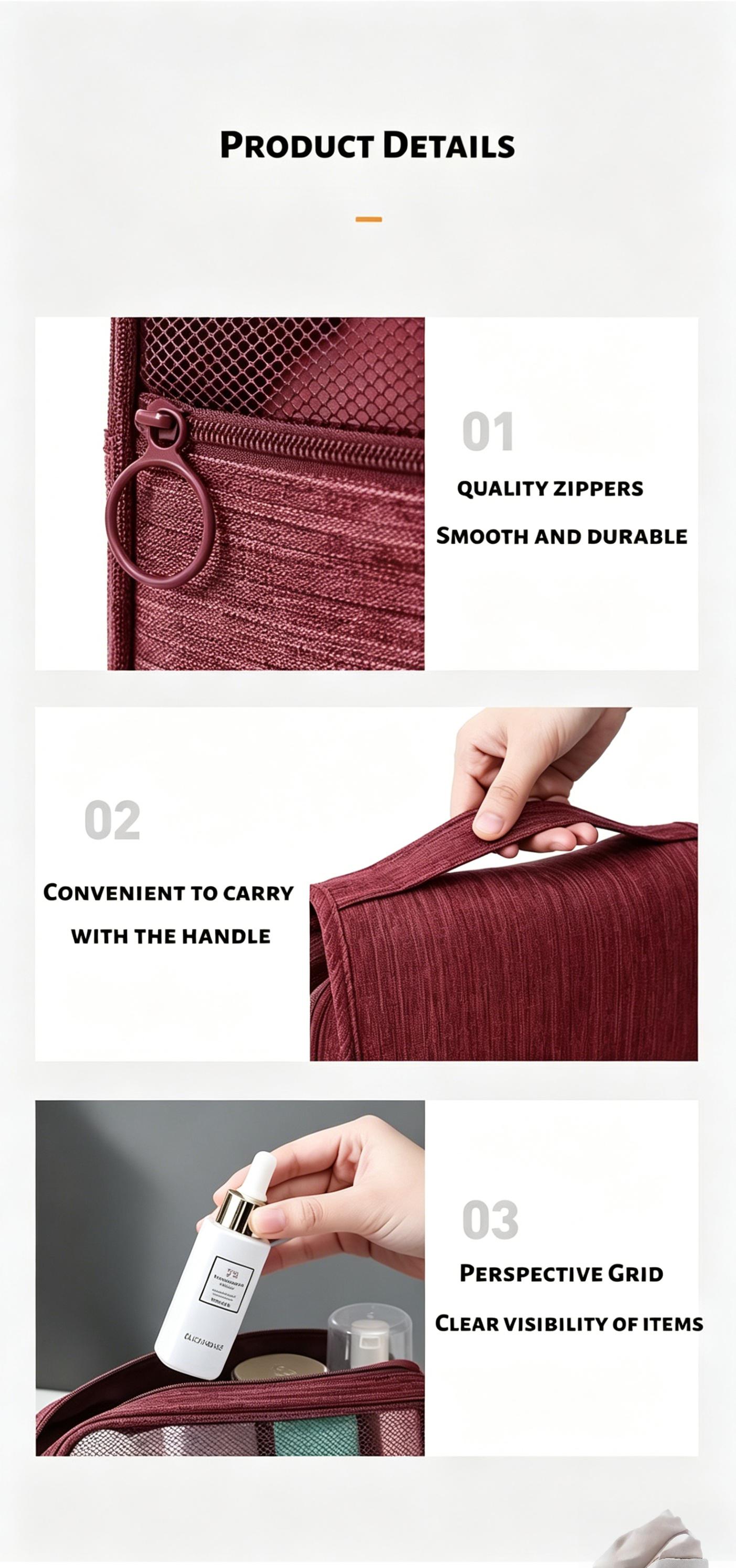 Large Capacity Toiletry Organiser Bag Suitable For Travel And Business Trips Multiple Compartments For Storage Dry-Wet Separation