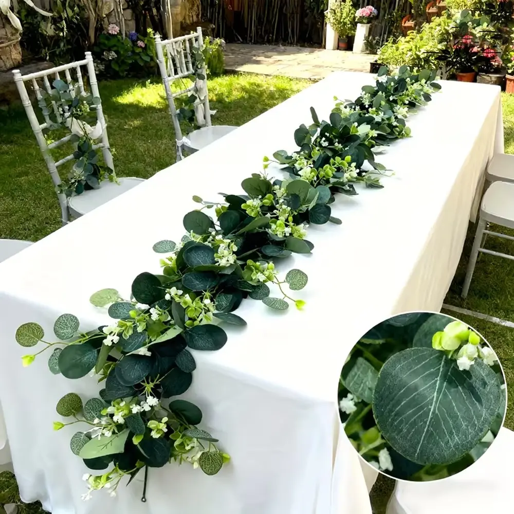 180cm Realistic Vine Set, Silver Color Eucalyptus Vines, Outdoor Garden Decor, Wedding Party Home Decoration, DIY Greenery, Artificial Ivy Vine, Fake Ivy Vine, Fake Plant Vine