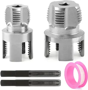 2PCS Integrated Internal & External Pipe Threading Tool, Pipe Thread Cutting Tool, 1/2'' 3/4'' Dies, Dual-Function Pipes Thread Cutting Tools