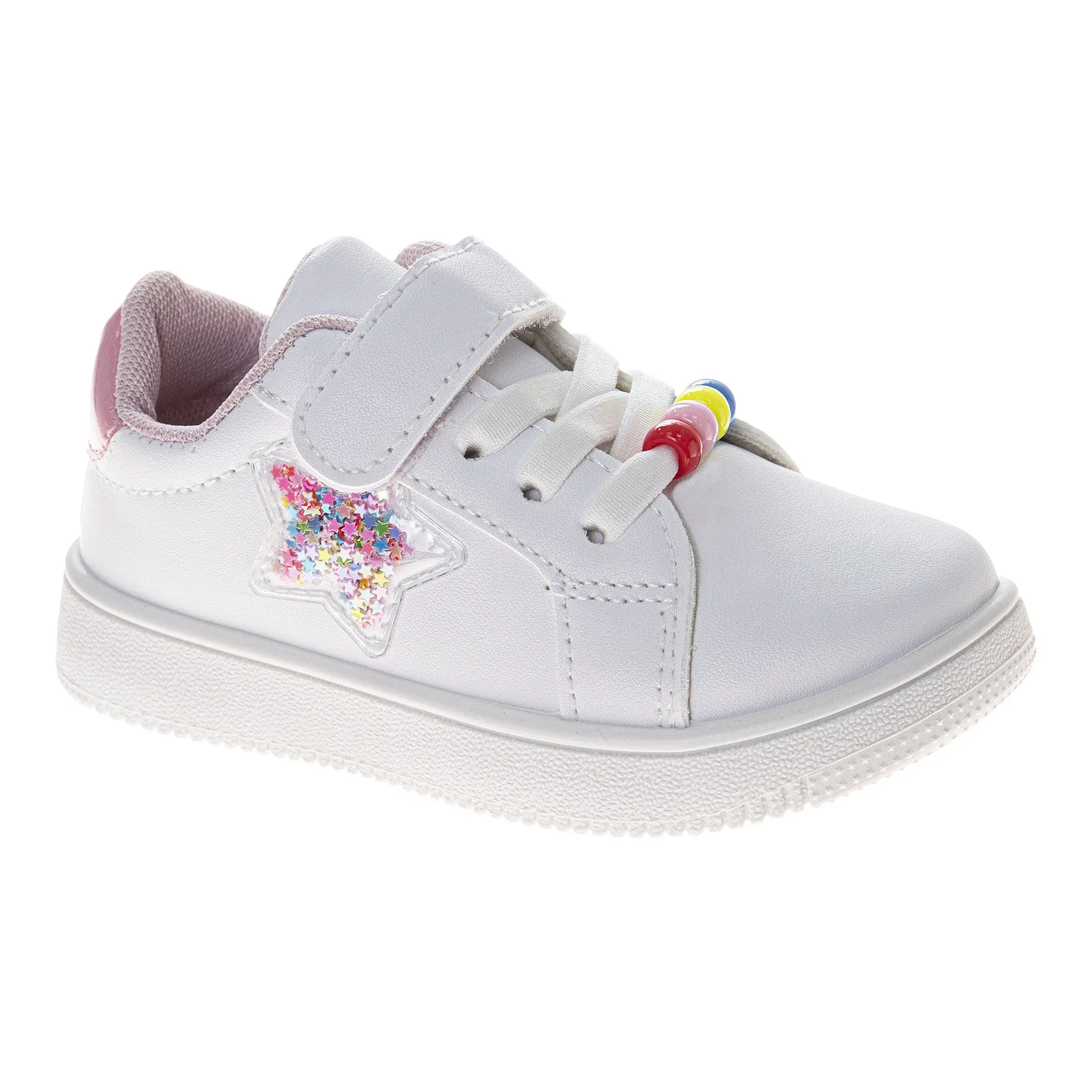 Laura Ashley Fashion Sneakers Ã¢â‚¬â€œ Girls Hook-and-Loop Star Casual Shoes with Rainbow Charm Detail (Toddler)