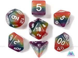 Spectrum | Rainbow Layered Acrylic Dice Set (7) | Dungeons and Dragons (DnD)