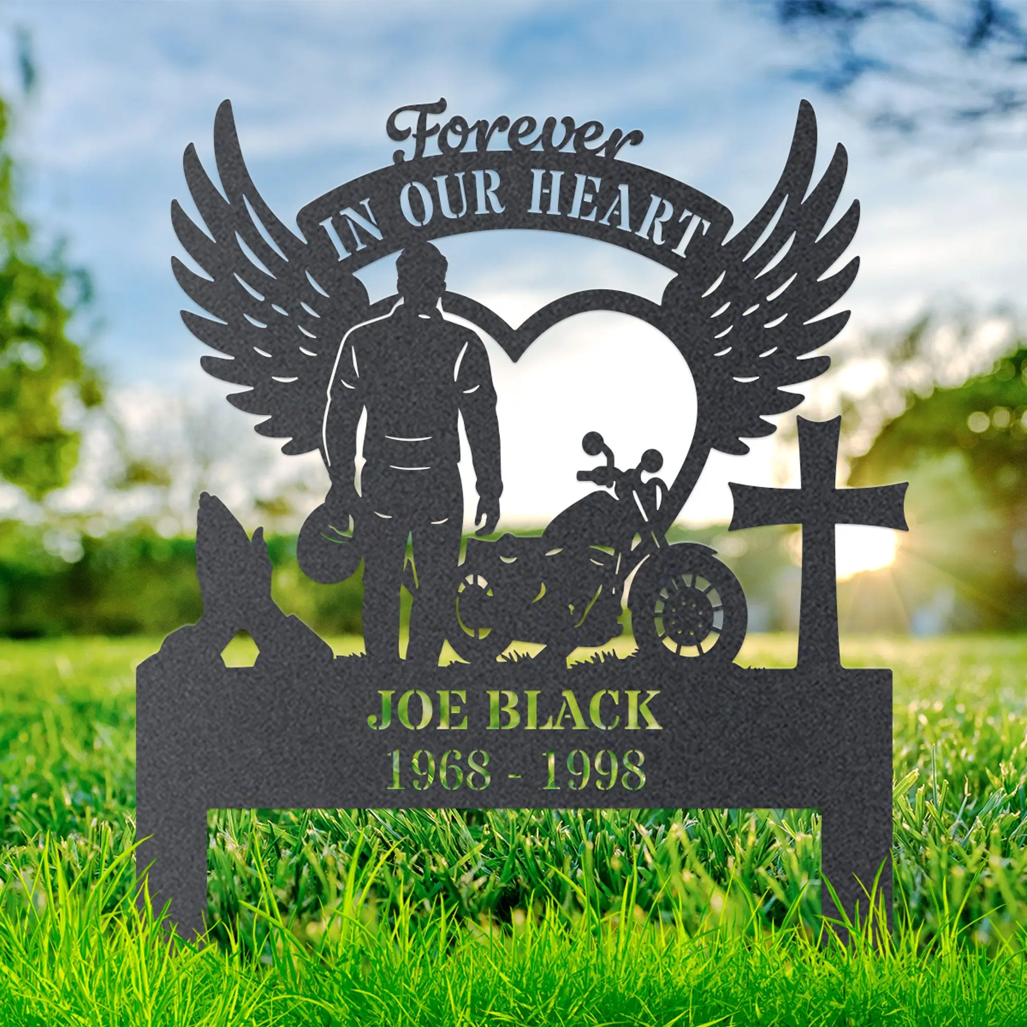Memorial Stakes - Ride Forever Metal Memorial Sign