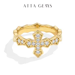 ATTAGEMS D VVS1 Color Moissanite Ring for Women 14K Gold Plated/Copper Luxury Anniversary Party Gift for Her Jewelry RU07
