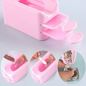 Double Layer Drawer Nail Powder Recovery Box, Portable Container for Diamond and Shiny Nail Tools, Home Manicure Salon Supplies, DIY Accessories
