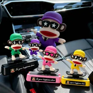 1PCS Paul Frank Cute Monkey Doll Car Dashboard Ornament, Fixed Car Decoration Figure for Air Vent, Interior Accessories, Cute Auto Decor Gift