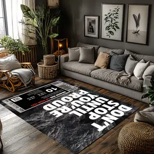 Don't Stop Until You're Proud Motivational Text Marble Crystal Velvet Area Rug Non‑Slip Inspirational Modern Living Room Rug#MotivationalTextRug #InspirationalHomeDecor #MarbleBackgroundRug #QuoteModernCarpet #CrystalVelvetRug
