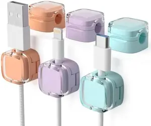 6 Pack Magnetic Cord Organizer & Cable Clips - Adjustable Under Desk Cable Management, Adhesive Wire Holder for Phone, Wall, and Nightstand（Colorful)