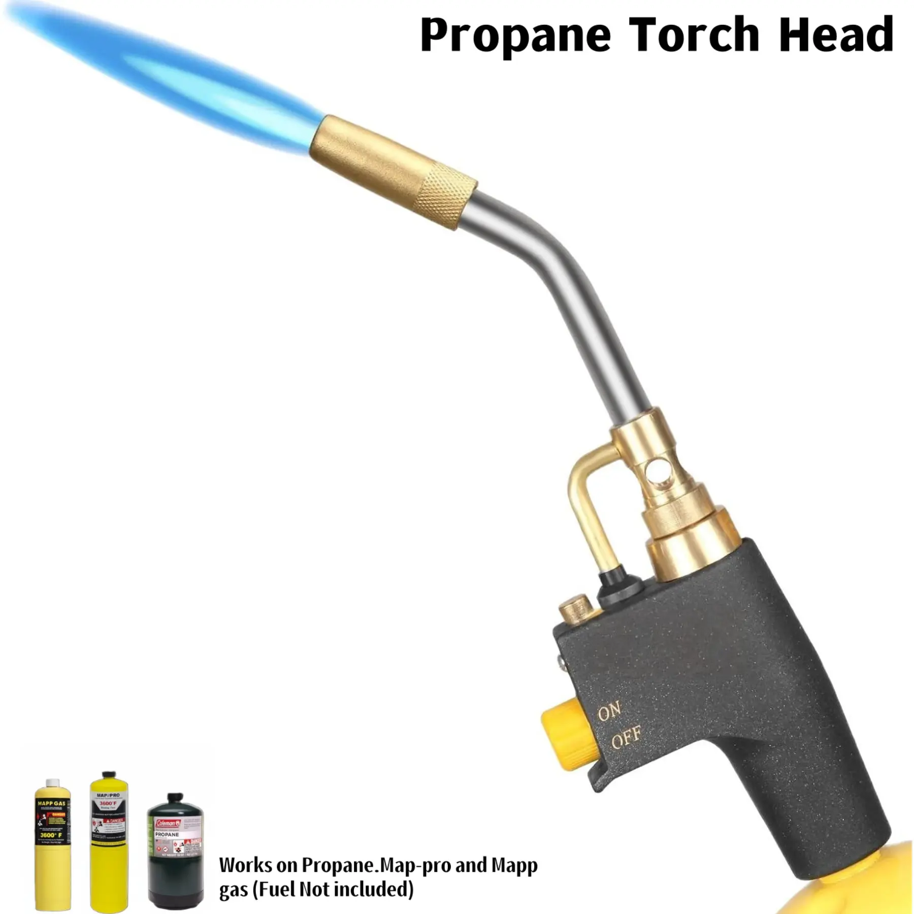 Propane Torch Head Multifunctional Nozzle Trigger Start Turbine Flame Mapp Propane Gas Burner for Soldering Welding Ignition Cooking Kitchen (fuel Not Included)