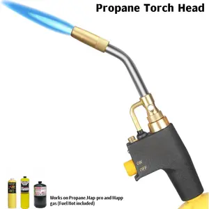 Propane Torch Head Multifunctional Nozzle Trigger Start Turbine Flame Mapp Propane Gas Burner for Soldering Welding Ignition Cooking (fuel Not Included)