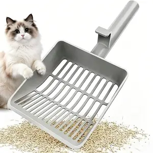 Large Plastic Cat Litter Scoop, for Fast & Fine Clumping, Kitty Litter Scooper with Long Handle & Easy-to-Hang Hook for Litter Box
