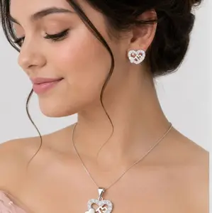 15th Anniversary Italian Silver Earring and Pendant Set
