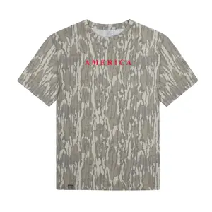 Mossy Oak America Camo T-Shirt – Bottomland Hunting Tee, Patriotic USA Graphic, Outdoor Hiking Camping Shirt, Soft Breathable Cotton, Unisex 3D Camouflage Tee