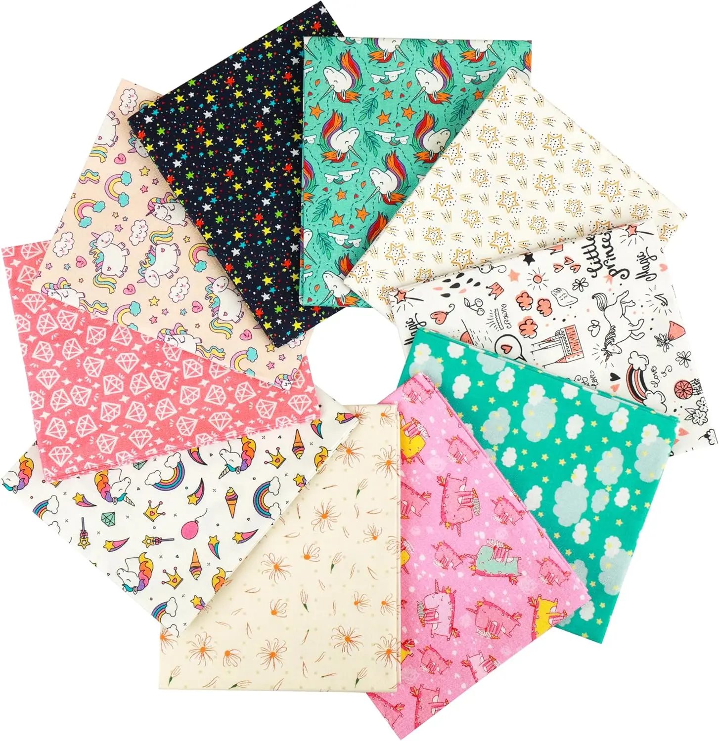 Newbrothread&Craftido 100% Cotton Quilting Fabric Bundles 10pcs Fat Quarters 18”x21” Medium Weight 5.2 oz for Quilting Sewing Patchwork Home Textile Day Dreaming, TikTokShopDealsforYouDays, SummerWins, Breathable Textile Material, Durable Fabric