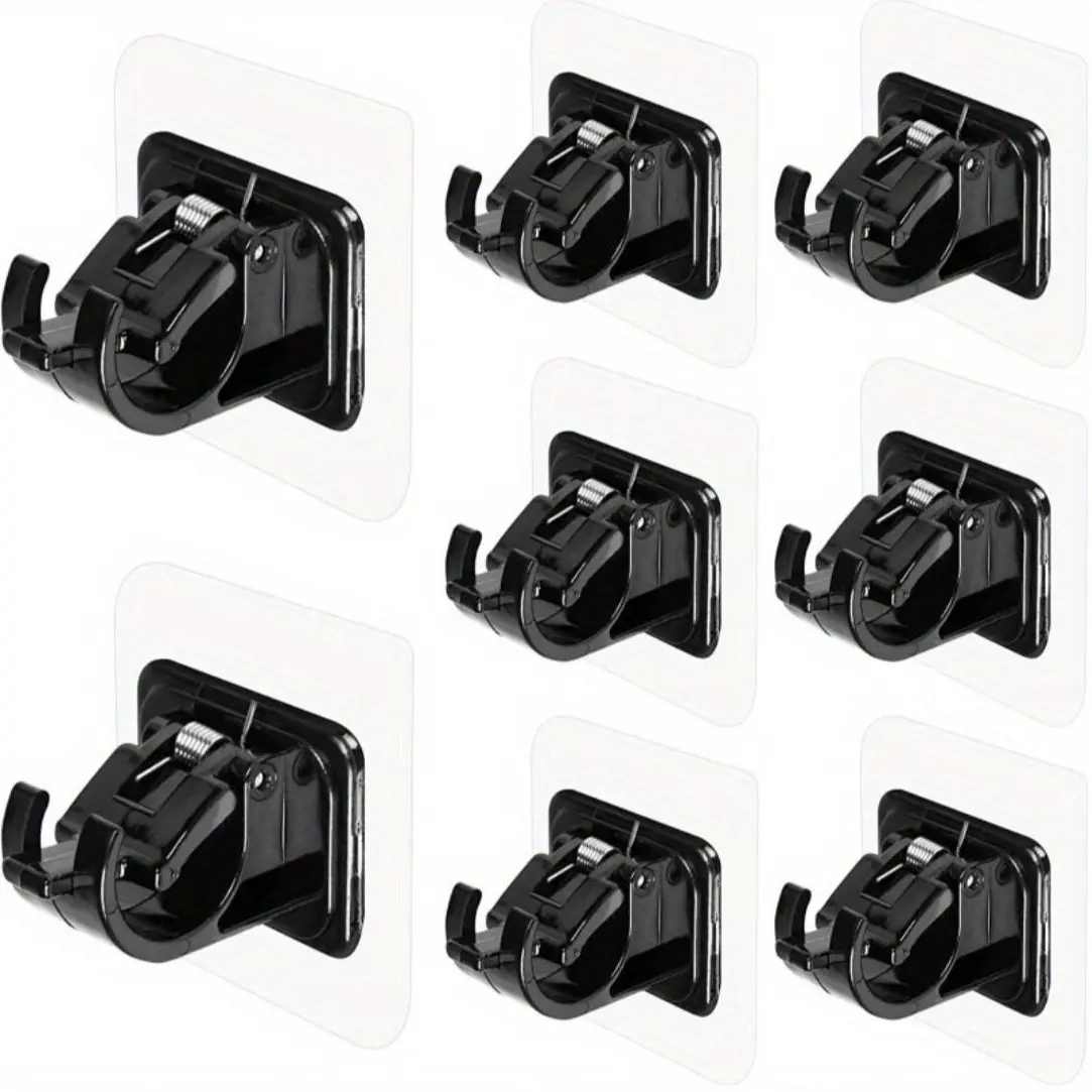 8 Pack Transparent No Drill Curtain Rod Brackets, Self Adhesive Adjustable Rod Holders with Clip, Nail Free Invisible Drapery Hooks, Damage Free Wall Mount for Curtain Towel Rod, Bathroom Kitchen Bedroom Apartment
