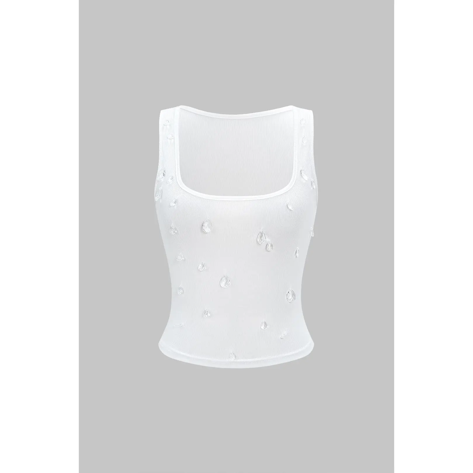 Rhinestone Decor Square Neck Tank Top