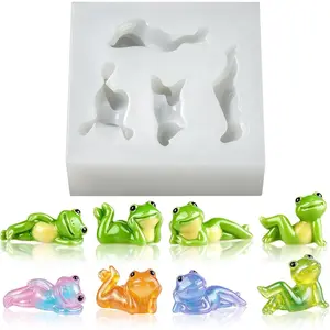 Mini Cute Tiny Frog Figurines Silicone Mold, 1 Pcs Micro Dollhouse Animal Epoxy Casting Mold with Realistic Shapes for DIY Resin Art Fairy Garden Miniatures Landscape Crafts Decor
