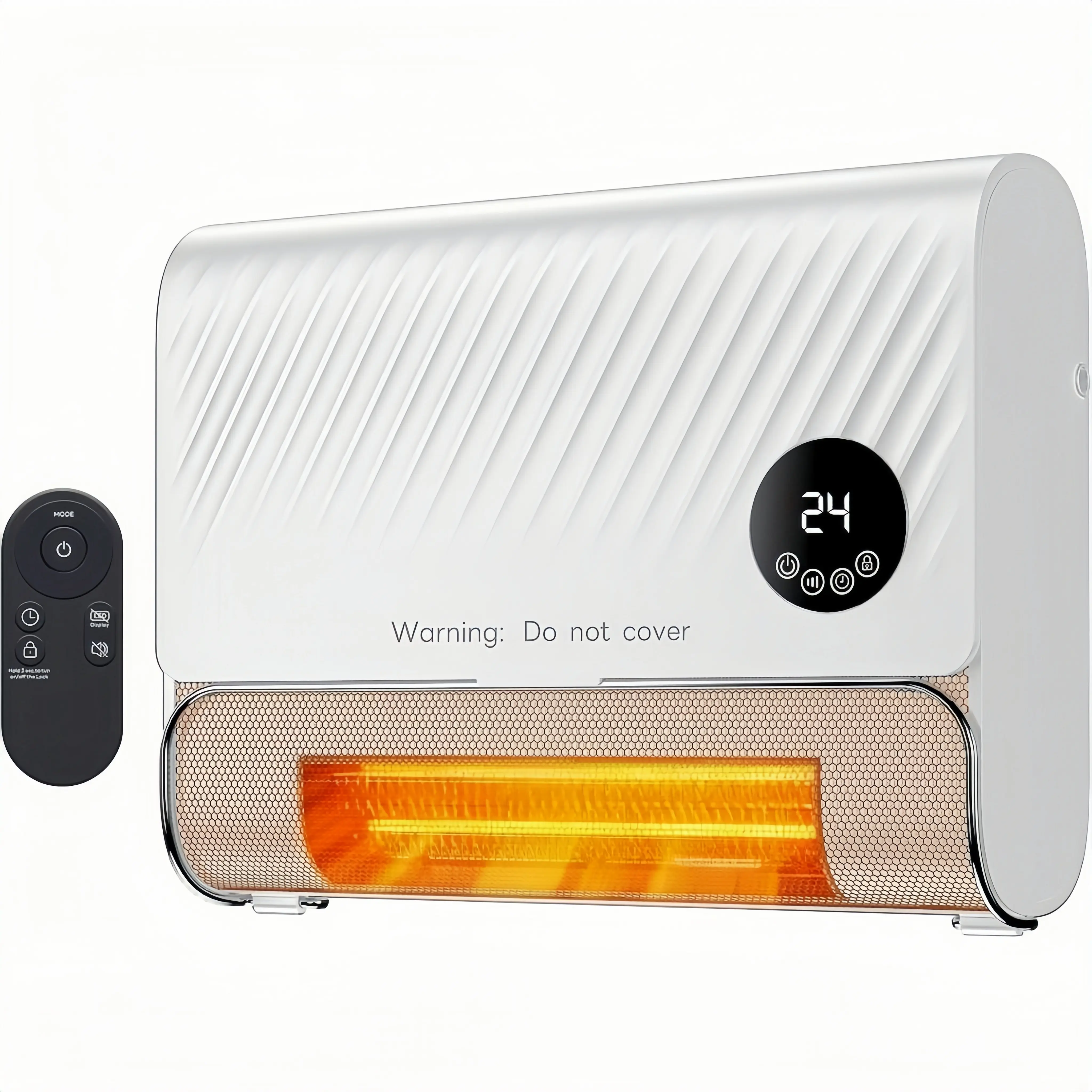 Patio Heater & Indoor Wall Heater, 1500W Electric Panel Heater with Remote, Fast Heating for 150 Sq.Ft, 3 Speeds & Timer, Overheat Safety for Bedroom, Office, Garage