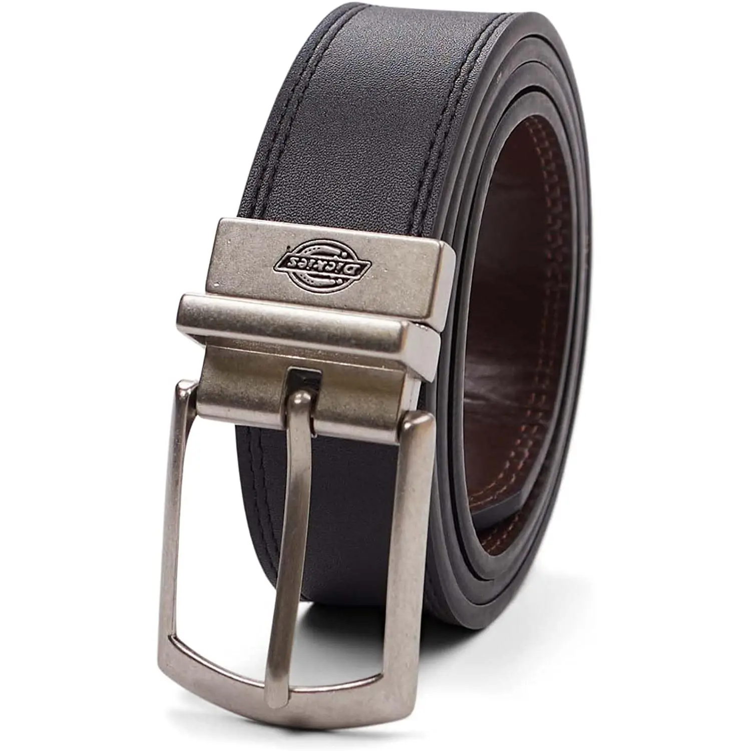 Dickies Men's 35MM Wide Reversible Jean Belt Black-Brown
