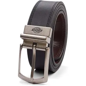 Dickies Men's 35MM Wide Reversible Jean Belt Black-Brown