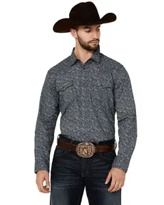Cody James Men's Grande Floral Print Long Sleeve Pearl Snap Western Shirt - Cjfa24w7-Nvy