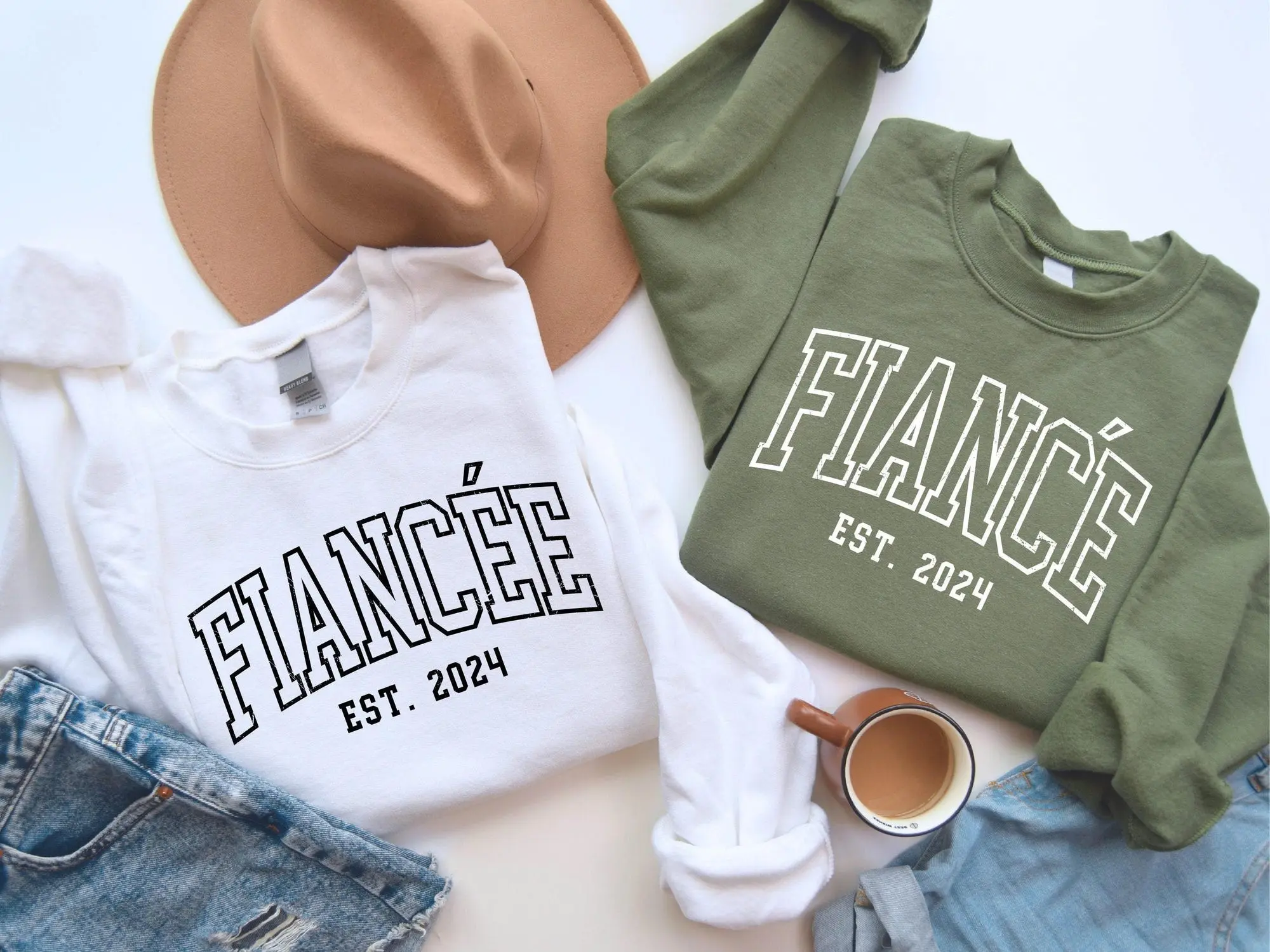 Personalize Fiancee Fiance Sweatshirt, Custom Couples Sweatshirt, Mrs & Mr Sweatshirt, Engagement Sweatshirt, Honeymoon Shirt, Wifey Shirt