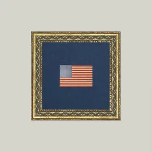 Gingham Flag Framed Antique Art