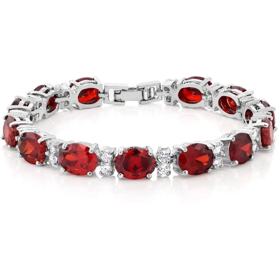 40.00 Cttw Red Color Cubic Zirconias CZ Tennis Bracelet For Women | 7 Inch