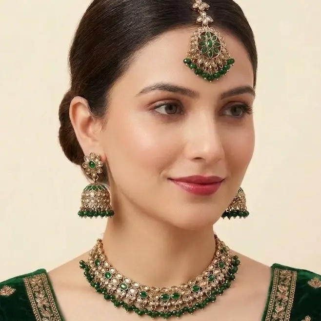 Kavya Polki Lightweight Bollywood Indian necklace Set