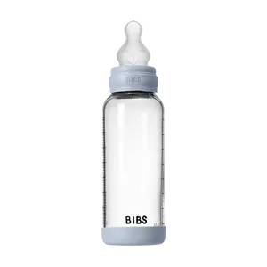 Baby Glass Bottle Set 8oz with Silicone Nipple - Baby Blue