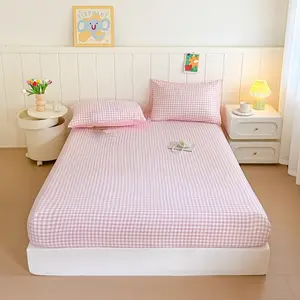 3pcs Plaid Bed Sheet Set, Soft Bedding Sheet, Includes One Flat Sheet and Two Pillowcases, Soft Polyester Fabric, All-Season Use