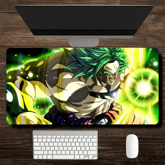 DBZ Broly Gaming Mouse Pad, Legendary Super Saiyan Desk Mat, Anime Large Mouse Pad, Dragon Super Keyboard Desk Pad, Non Slip Rubber Base, Stitched Edges, Otaku Gamer Gift, Anime Room Decor