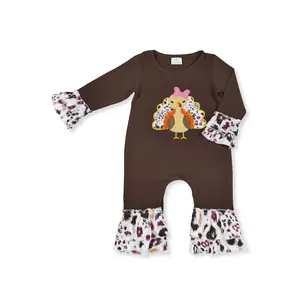 Thanksgiving Brown Leopard Turkey pattern Print Baby OnePieces