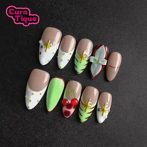 CuraTique | Starlight Mint 10PCS Handmade Press On Nails REUSABLE 3D Gel spring/summer 2025 / Prom