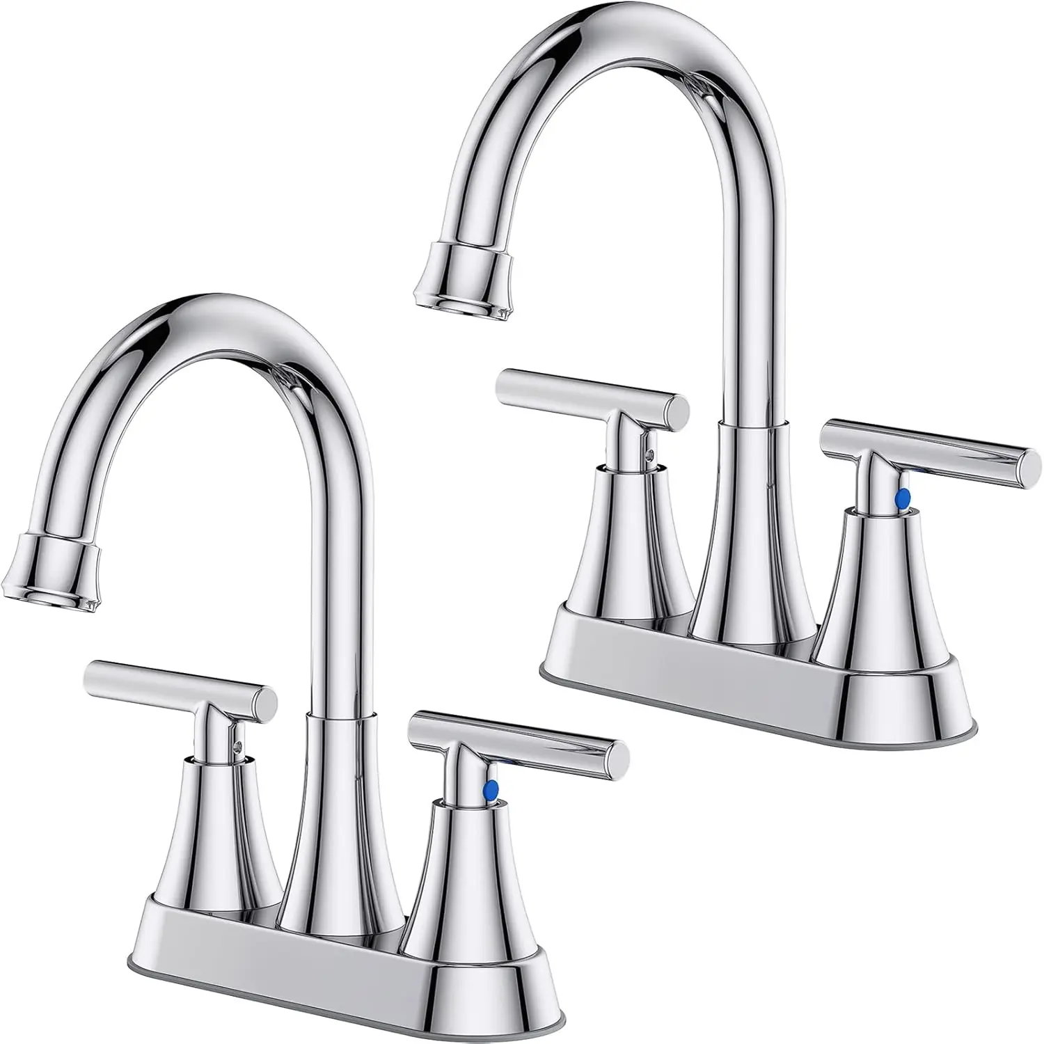 Bathroom Faucets for Sink 3 Hole,  4 inch Chrome Bathroom Sink Faucet with Pop-up Drain and  Hoses, Stainless Steel  Centerset Utility Faucet for Vanity RV, 2 Pack
